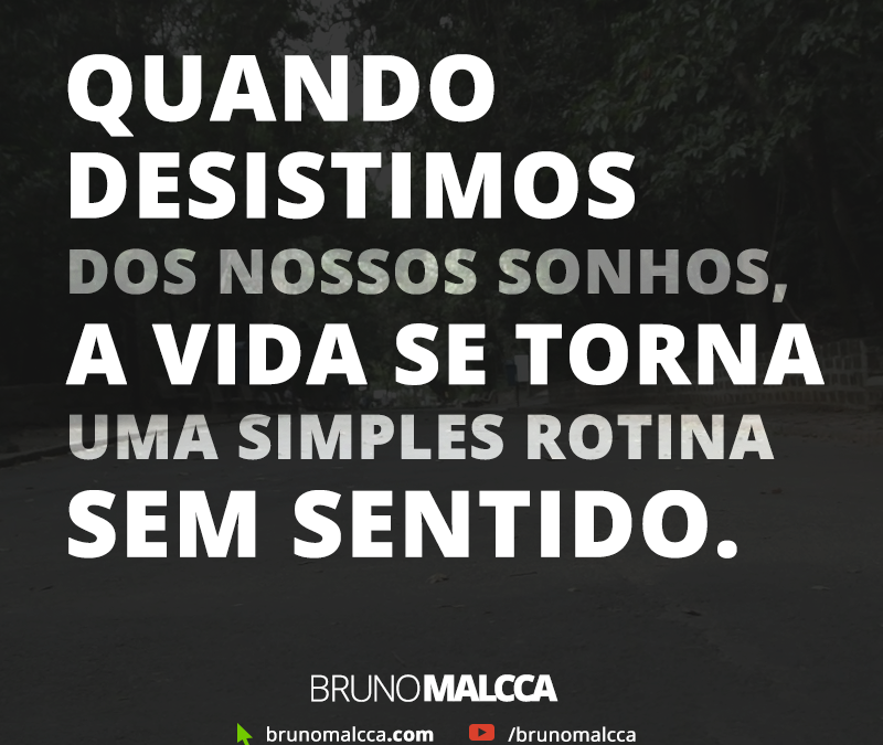 FRASE: Quando desistimos dos nossos sonhos, a vida se torna uma simples rotina sem sentido.