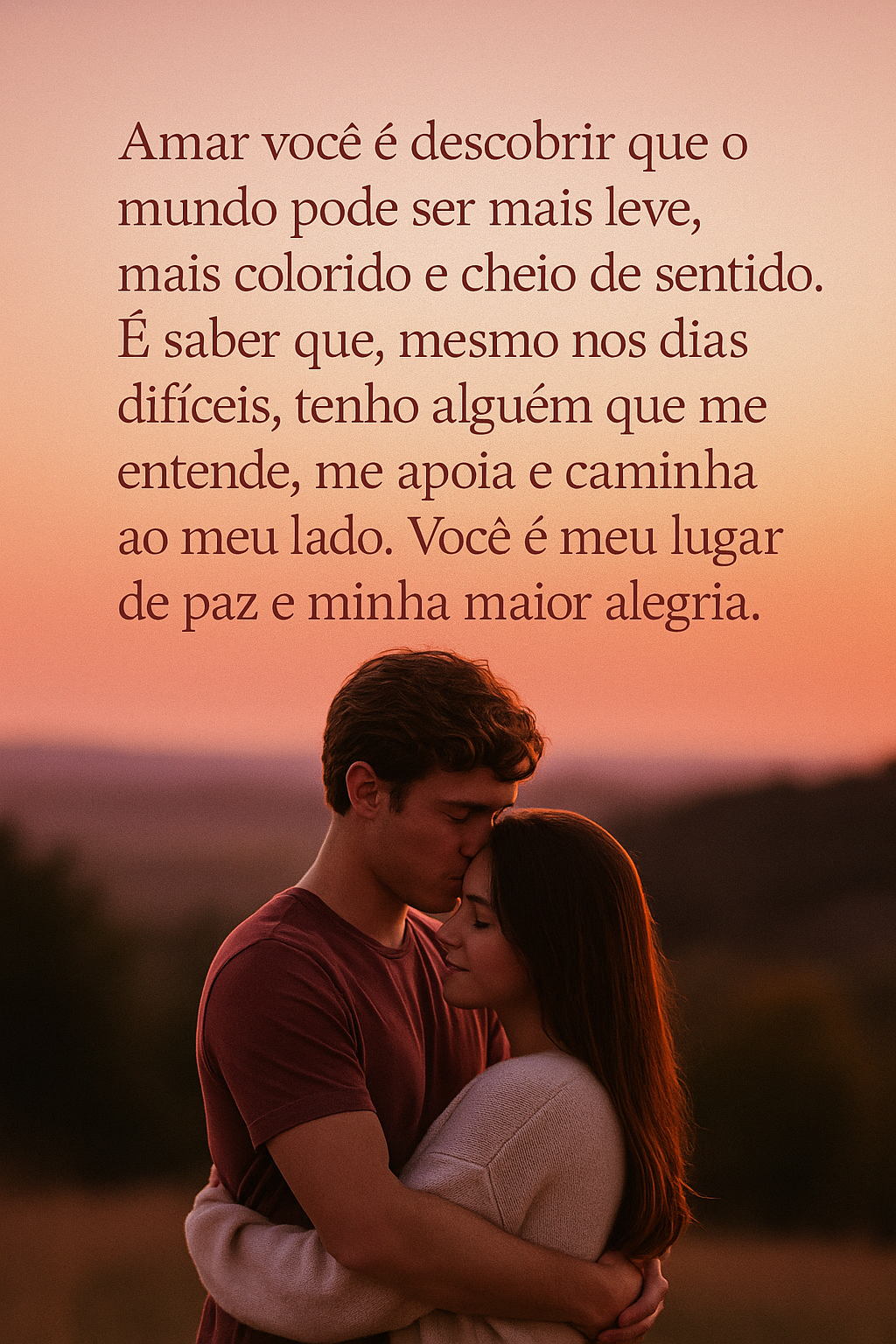 Frases de Amor - Amar você é descobrir que o mundo pode ser mais leve, mais colorido e cheio de sentido